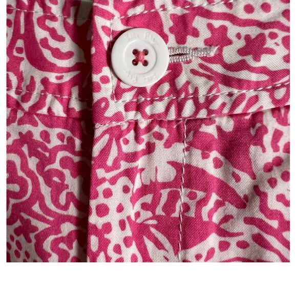 Lilly Pulitzer Hottie Pink White Get Crackin Buttercup Scalloped Shorts Size 2 - Picture 2 of 7